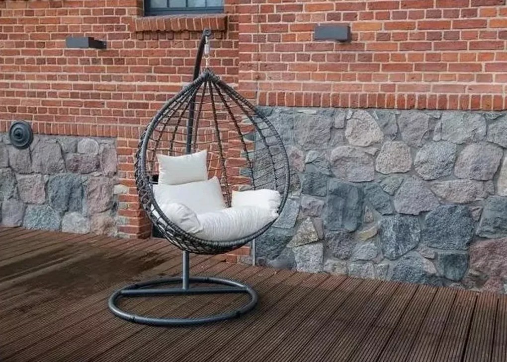 Technorattanowy fotel wiszący Lorie do ogrodu