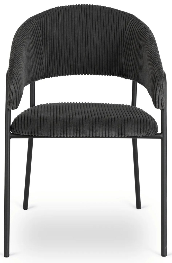 Krzesło Tapicerowane TINKA Czarne Sztruksowe Nowoczesne Loft