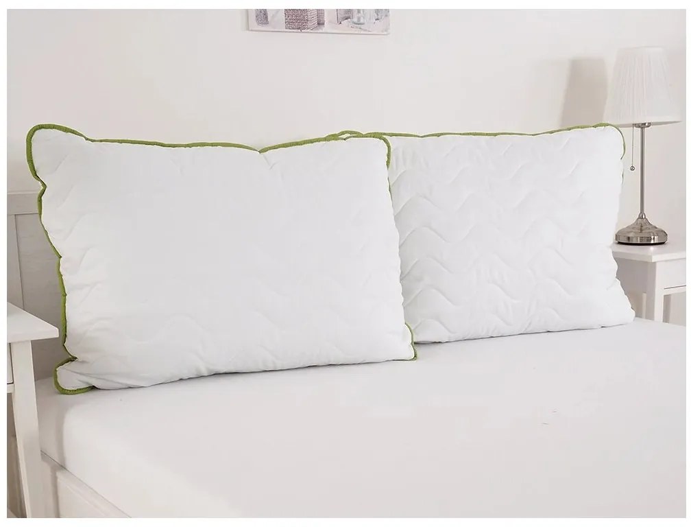 Całoroczna kołdra pikowana 140x200 cm z poduszką BELLA ALOE VERA 70x90 cm, biała