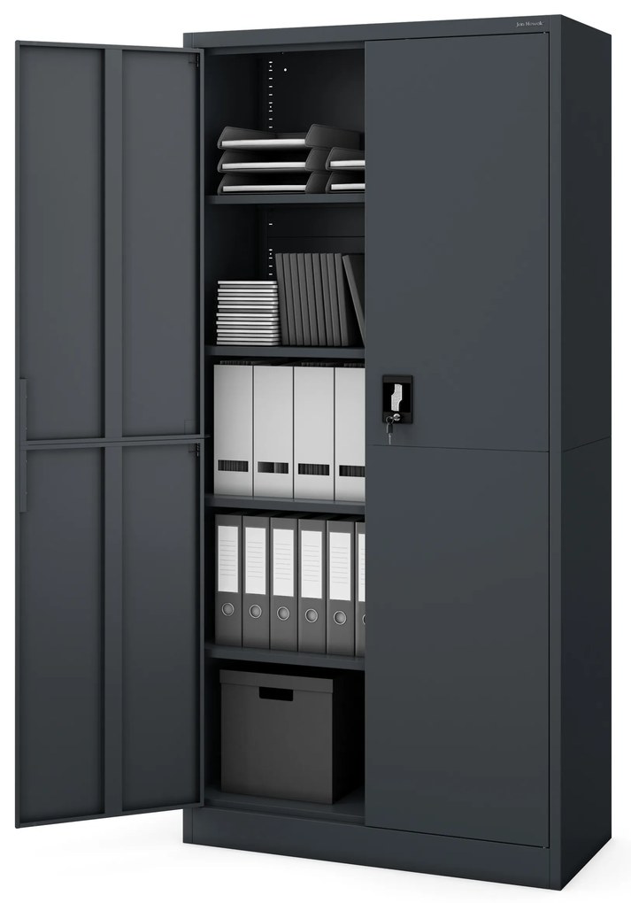Biurowa szafa metalowa JAN, 900 x 1850 x 400 mm, Smart: antracytowa