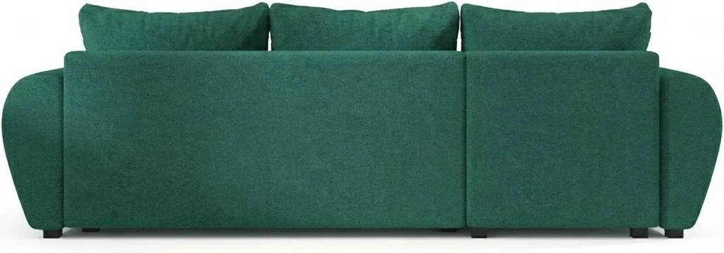 Rozkładana narożna sofa SEVIO 246x145 cm, butelkowozielona, uniwersalna + 2 poduszki GRATIS
