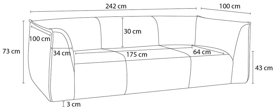 Ciemnoszara sofa z materiału bouclé 242 cm Giorgia – Bobochic Paris