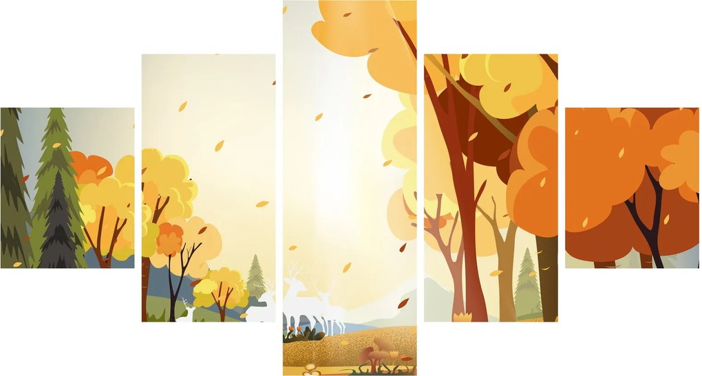 Obraz - Jesienny krajobraz, ilustracja (125x70 cm)
