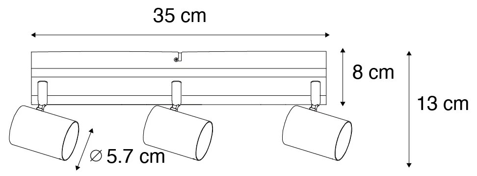 Lampa sufitowa czarna z drewnem, 3-punktowa, regulowana, prostokątna - Jeana Nowoczesny Oswietlenie wewnetrzne