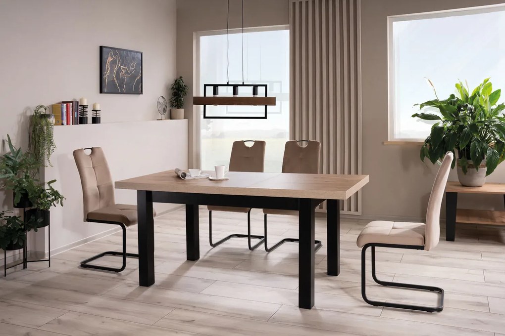 STÓŁ PRESTO DĄB ARTISAN / CZARNY 140(218)X80 SIGNAL