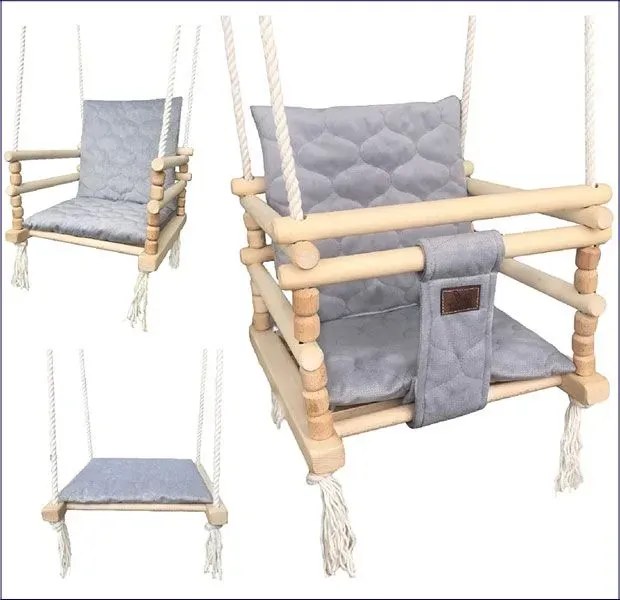 Szara huśtawka domowa do pokoju dziecka 3w1 Z1-P06