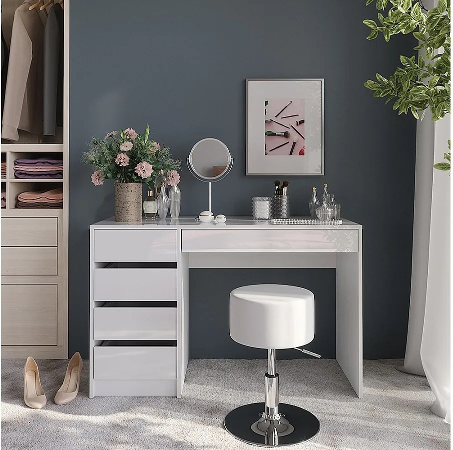 Stół toaletowy biały/biały wysoki połysk 119.8x50.1x76 sherry