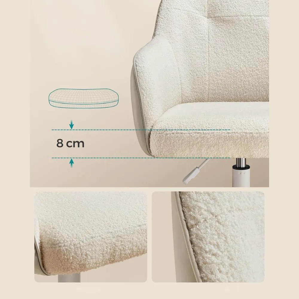 Krzesło biurowe SABINA, max. 110 kg, białe/beżowe SongmicsHome