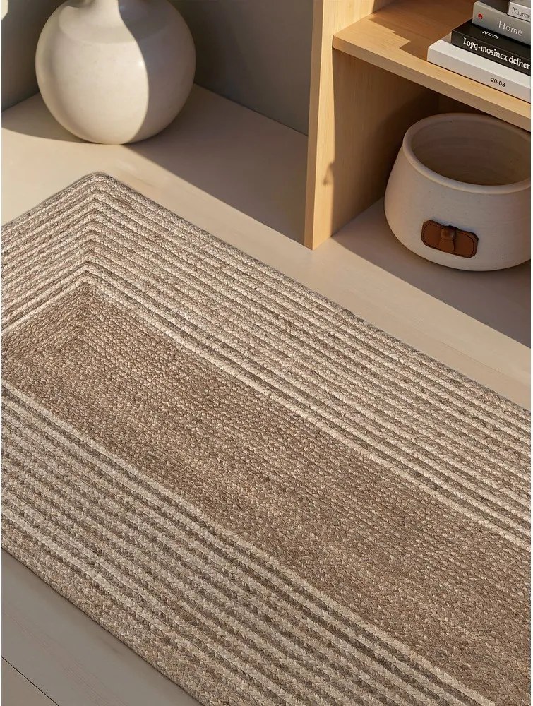 Chodnik z juty dwustronny/tkany ręcznie w jasnym naturalnym kolorze/w ciemnym naturalnym kolorze 80x200 cm Juno – Hanse Home