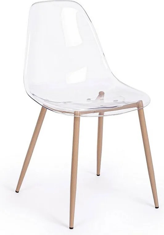 Zestaw 4 przezroczystych krzeseł z polipropylenu i metalowymi nogami - MANDY