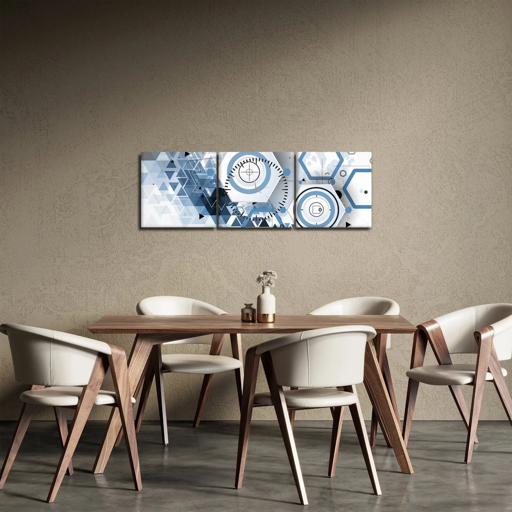 Obraz - Abstrakcja geometryczna (z zegarem) (90x30 cm)