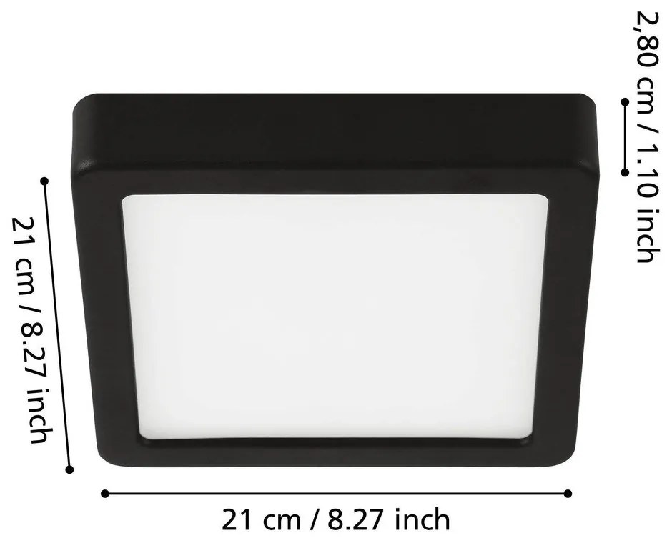 Czarna lampa sufitowa LED 21x21 cm FUEVA 5 – EGLO