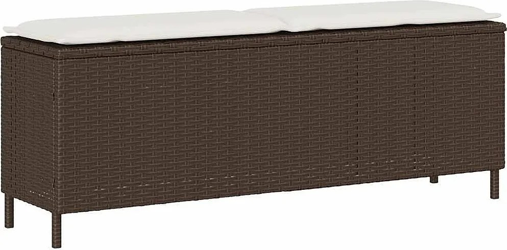 Ławka ogrodowa Brązowa 110x30x40,5cm Z Tworzywa Sztucznego Plecionego Gruby Wyjmowany i Prać Poduszka