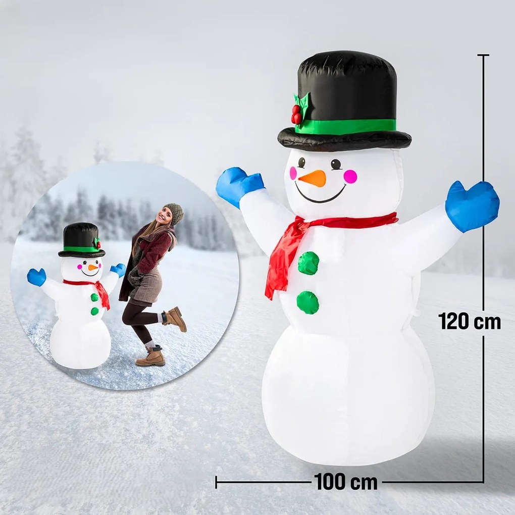 Monzana Nadmuchiwany bałwan z oświetleniem, 120cm, biała