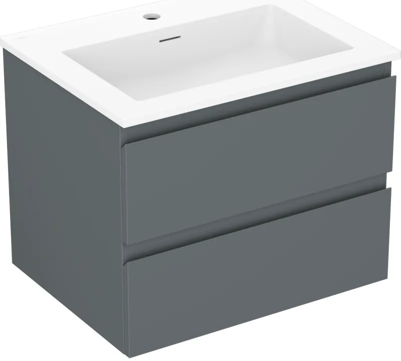 Mexen Orio szafka łazienkowa 60 cm z umywalką Otis, 2 szuflady, grafit mat/biała mat - 91A10-06047-2-BFF66-W18M01