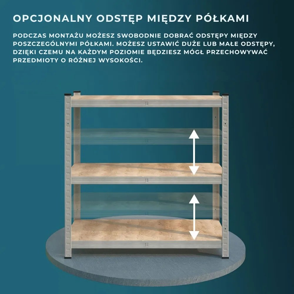 Regał na opony TYRE, 120x40x180 cm, max 795 kg, srebrna/jasnobrązowy Jurhan