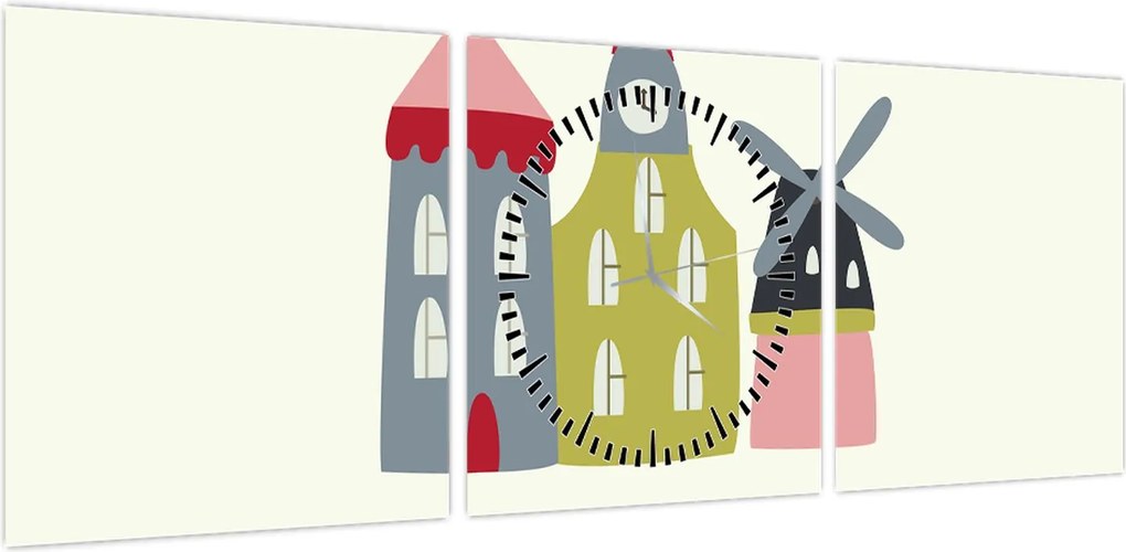 Obraz - Miasta Europy N⁰4 (z zegarem) (90x30 cm)