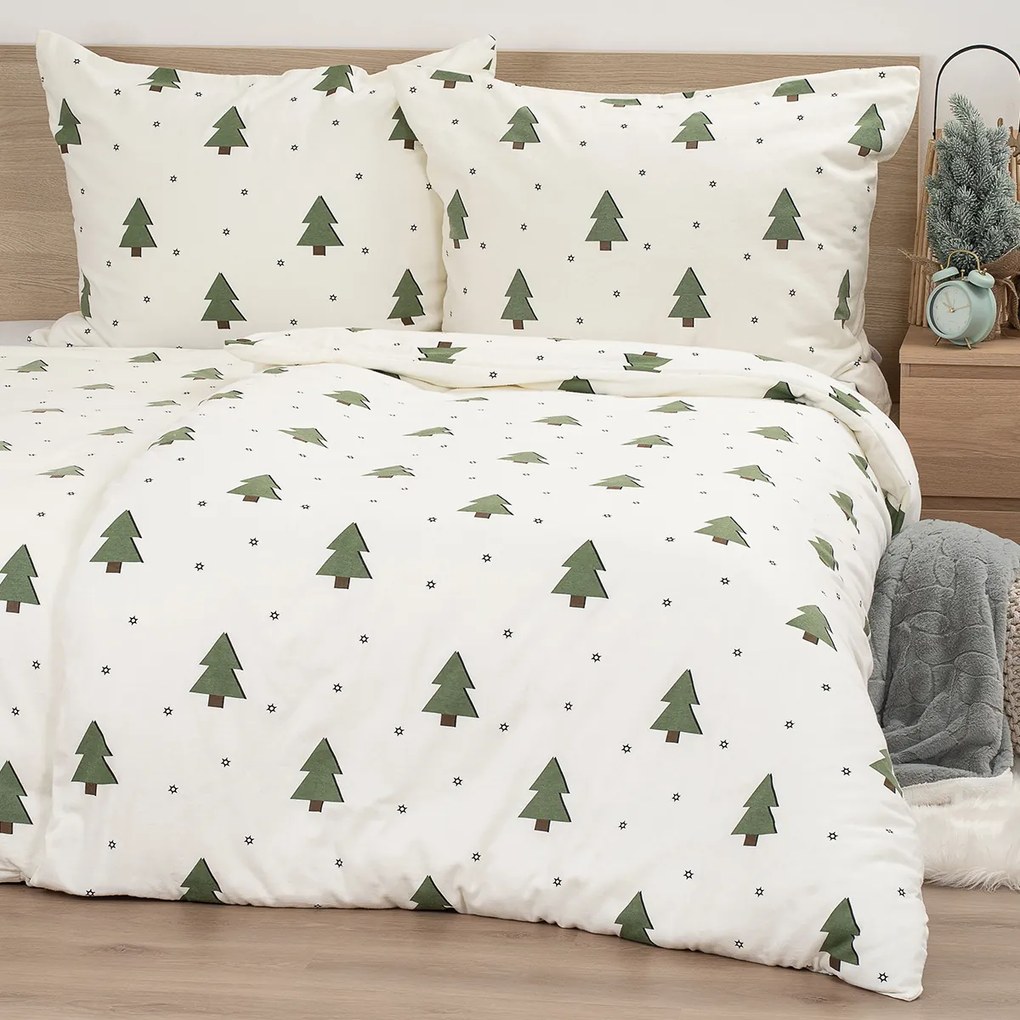 4Home Flanelowa pościel Little Trees,, 160 x 200 cm, 70 x 80 cm