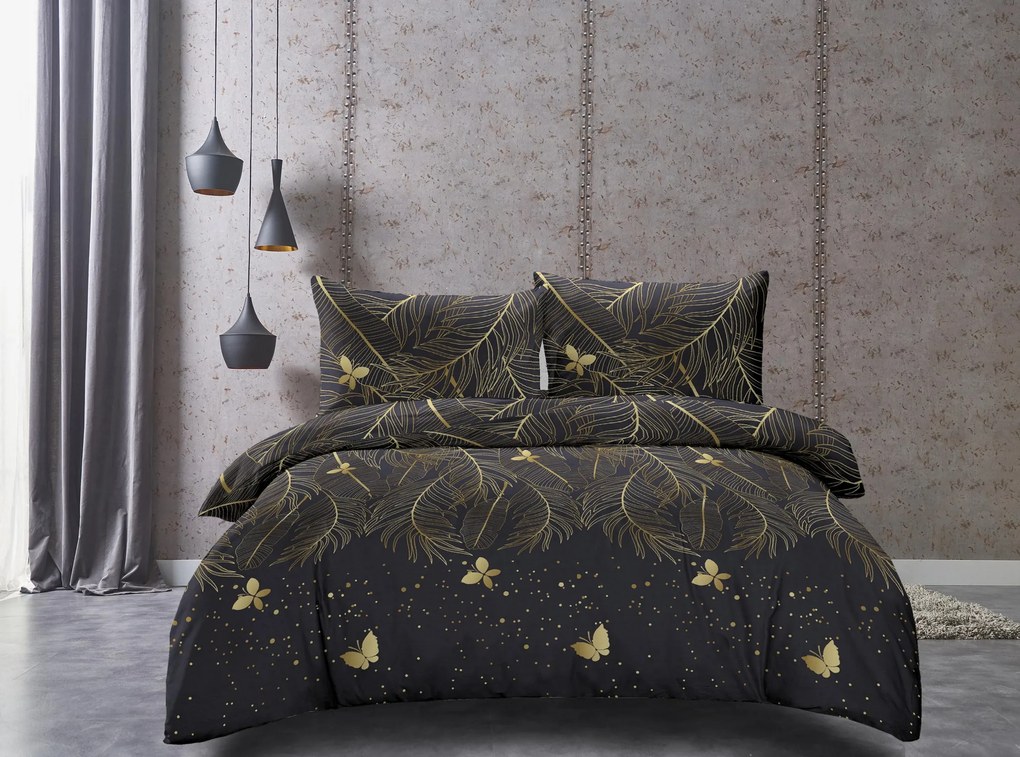 PrzytulneMieszkanie.pl PrzytulneMieszkanie.pl Pościel z mikrowłókna VISATA czarna Rozmiar pościeli: 2 szt 70 x 90 cm | 200 x 220 cm
