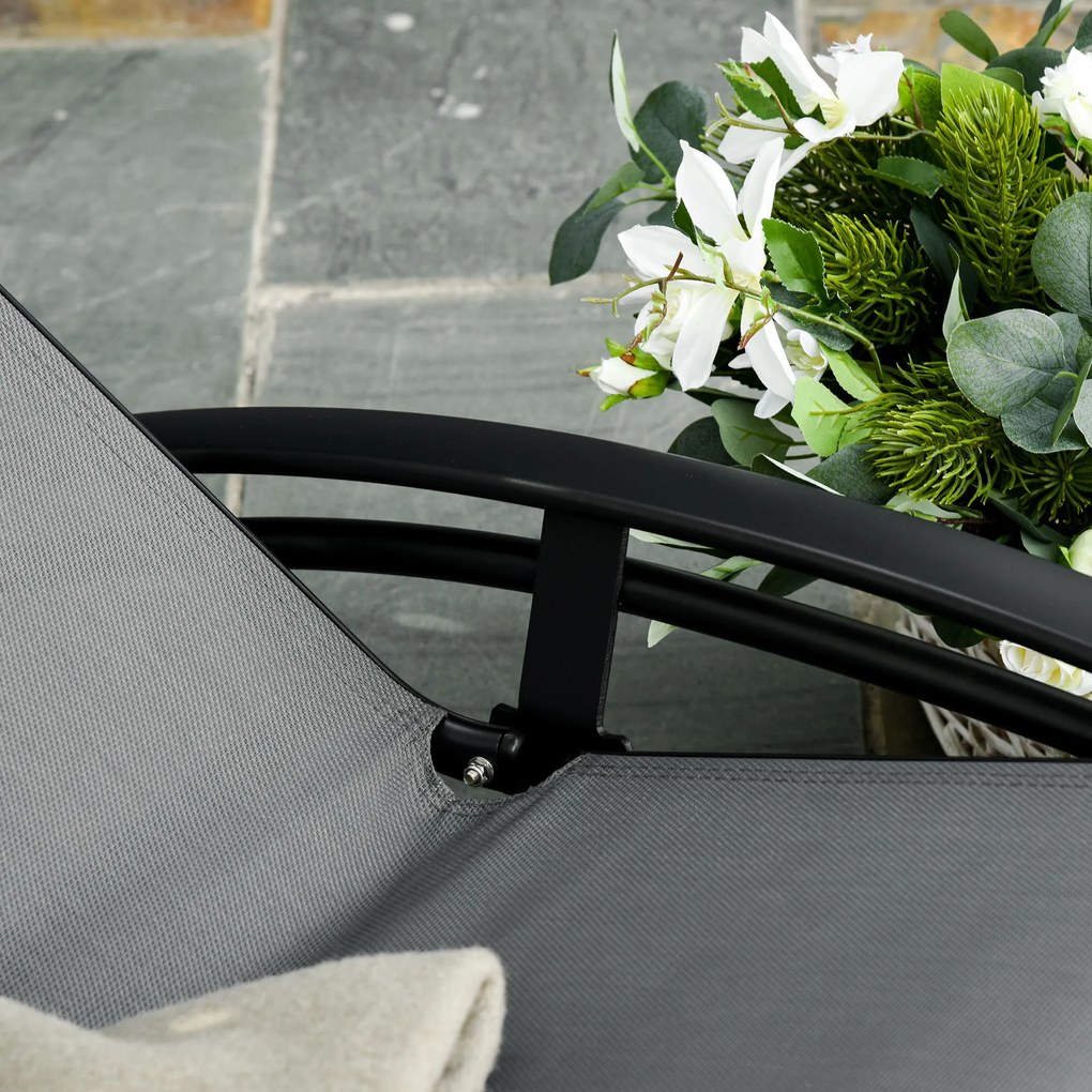 Outsunny Leżak Ogrodowy do Opalania Ciemnoszary Stylowy i Wygodny 170x64x82cm | Aosom PL