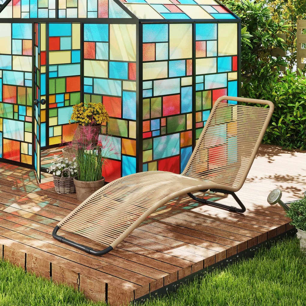 Outsunny Leżanka ogrodowa z rattanu leżak S-forma z stalową ramą brązowy | Aosom PL