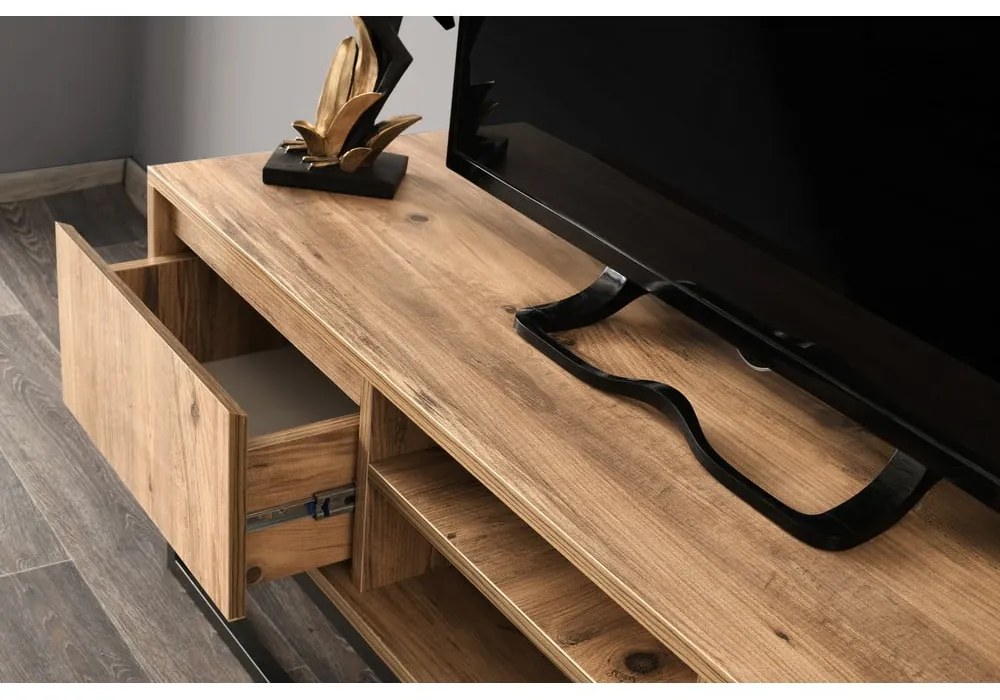 Szafka pod TV w dekorze drewna sosnowego Belinda, szer. 140 cm