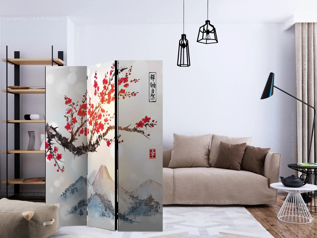 Parawan dwustronny Orient 135x172 cm 3-częściowy biały ARTGEIST B