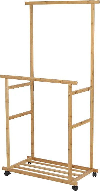 Podwójny wieszak na ubrania - Dł. 80 cm, wys. 160 cm - Bambus
