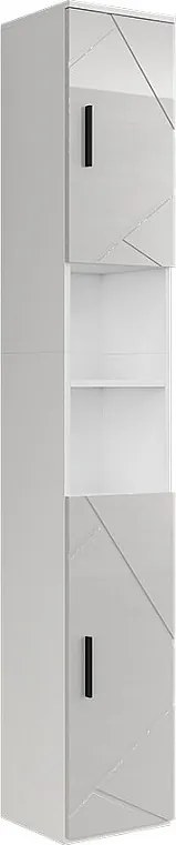 Wysoka szafka biały/biały wysoki połysk 30x30x190 irma