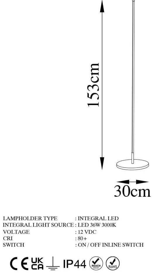 Czarna lampa stojąca LED (wysokość 153 cm) Sword – Opviq lights