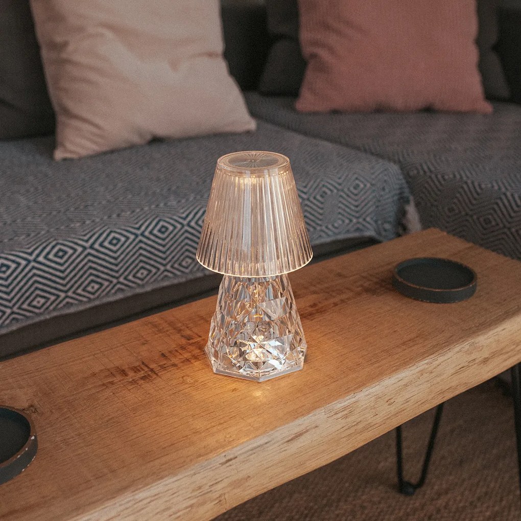 Zewnetrzna Lampa stołowa z przezroczystego szkła z możliwością ładowania LED IP44 - Lola 20 Lux klasyczny/Antyczny Oswietlenie zewnetrzne