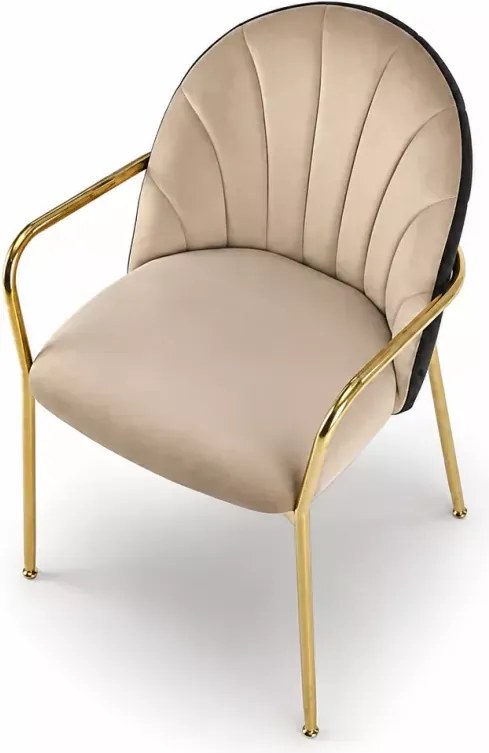 Krzesło Josephine - elegancki i komfortowy mebel w beżowo czarnym kolorze na złotych nogach