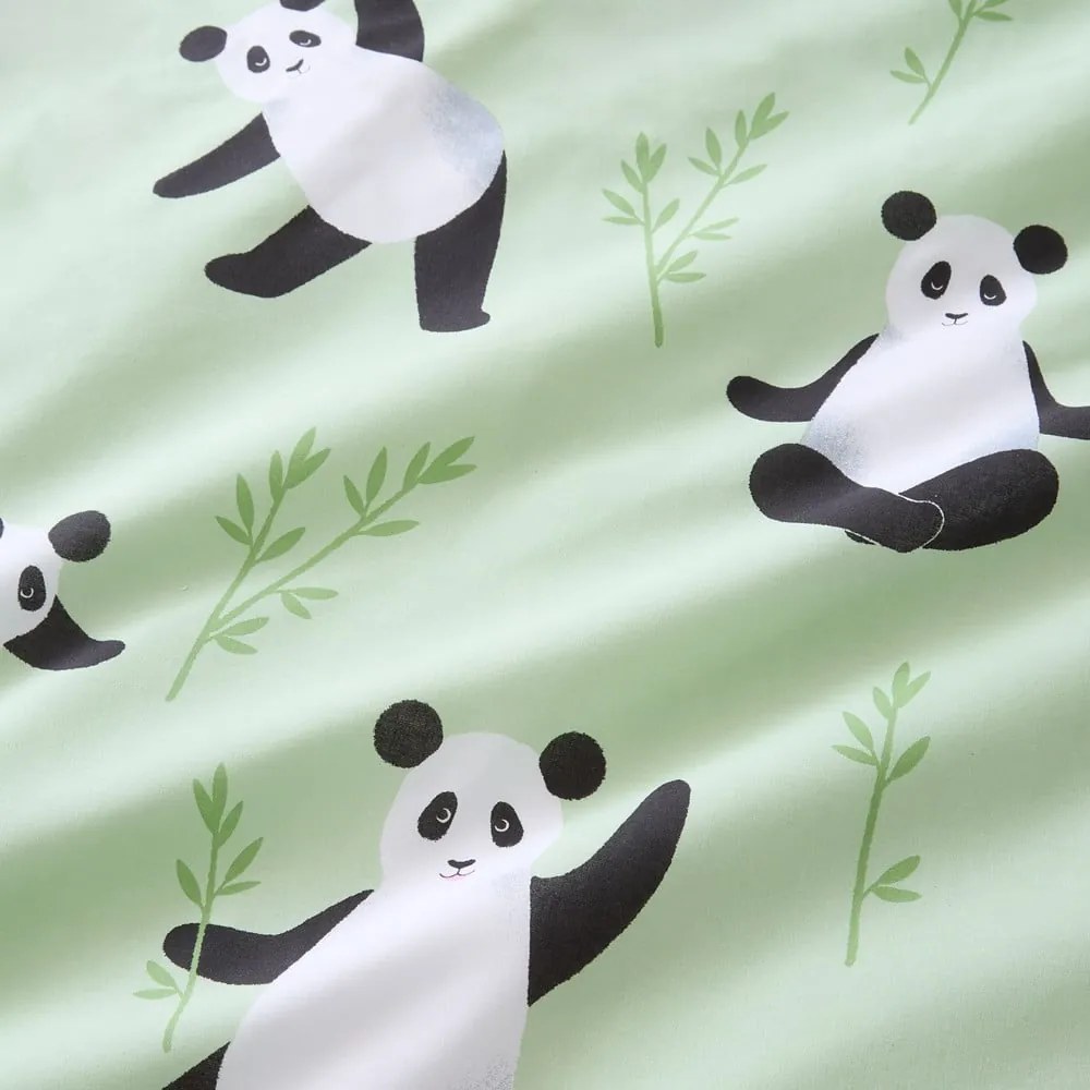 Zielona pościel dziecięca dwuosobowa 200x200 cm Panda Paws – Catherine Lansfield
