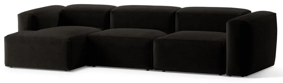 Czarny narożnik (lewostronny/z szezlongiem) Bergamo – Cosmopolitan Design