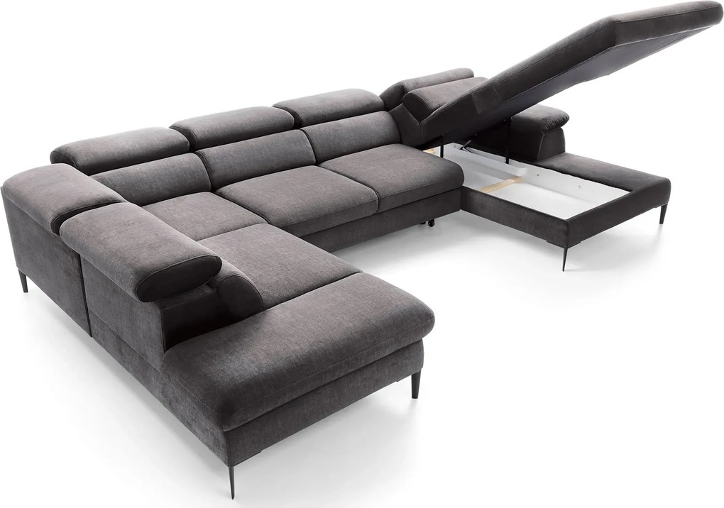 Szary duży narożnik z funkcją spania L8-R08