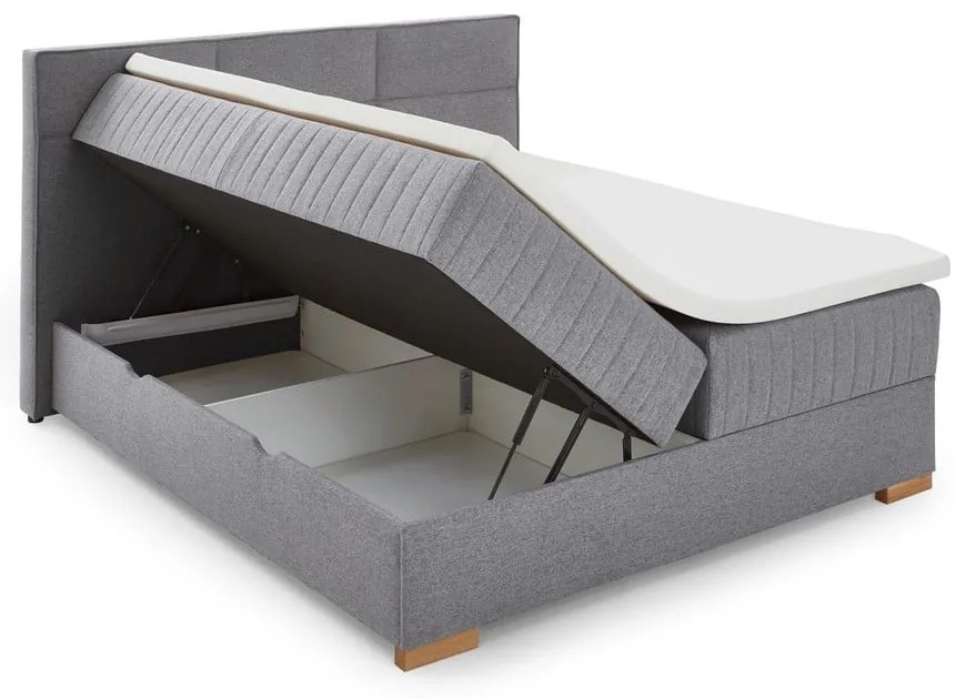 Szare łóżko boxspring ze schowkiem 160x200 cm Tambo – Meise Möbel