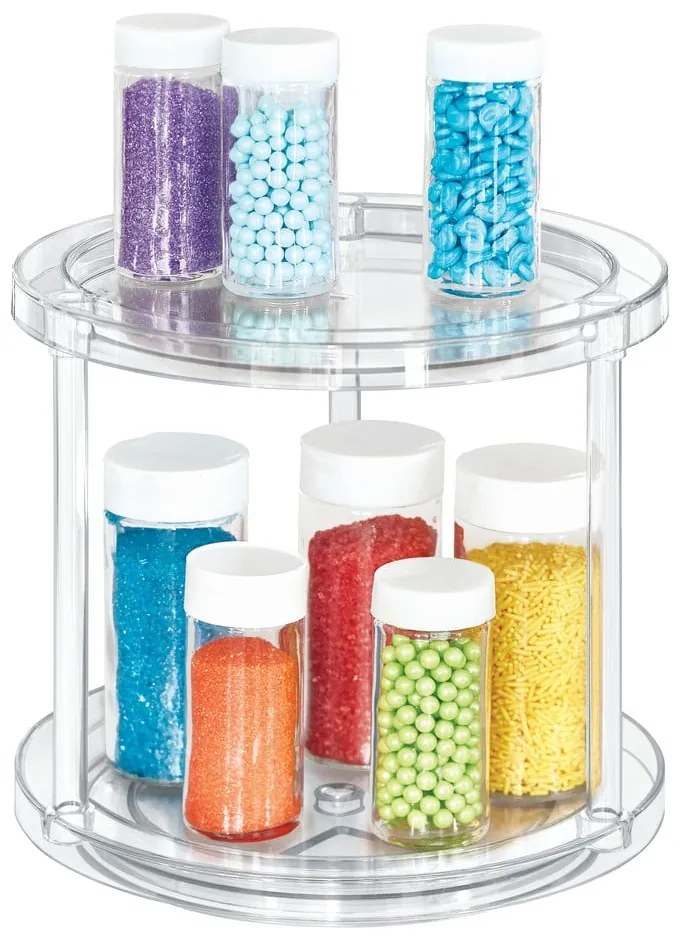 Okrągły obrotowy dwupoziomowy stojak na pojemniki iDesign The Home Edit, ⌀ 24,1 cm