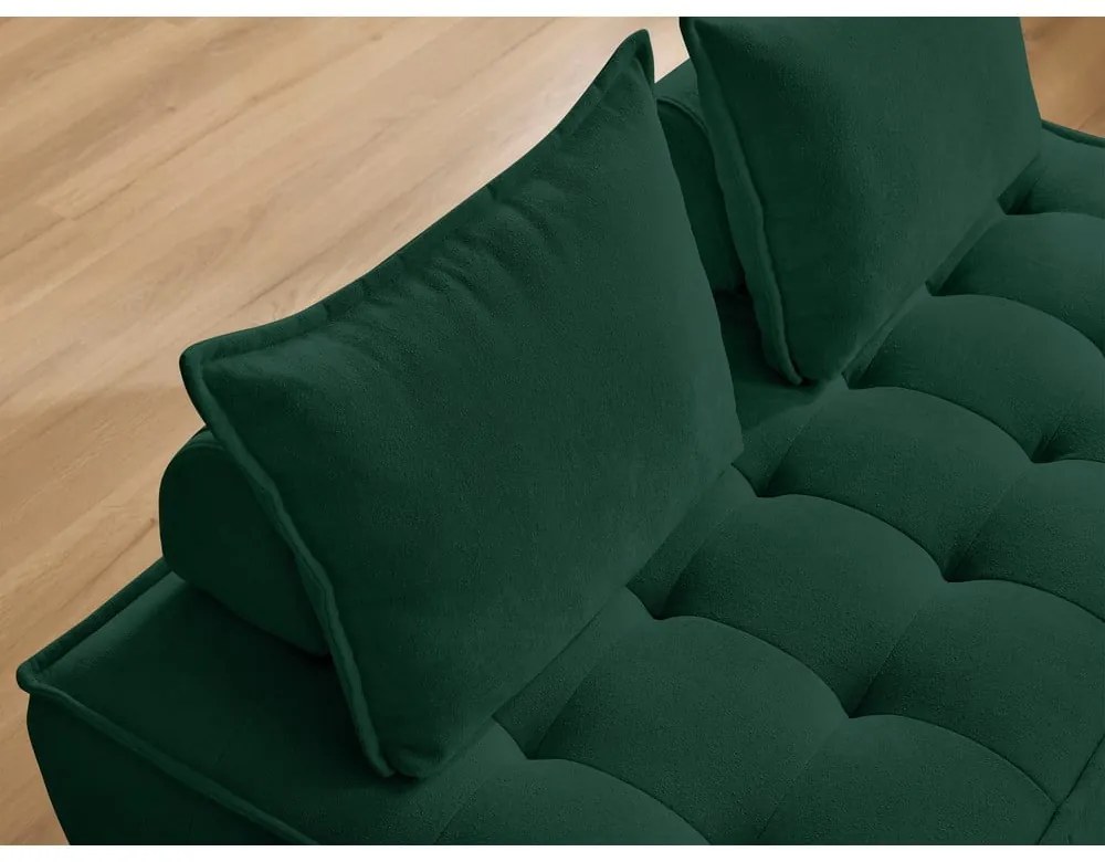 Ciemnozielona sofa z tkaniny szenilowej 175 cm Elisa – Bobochic Paris