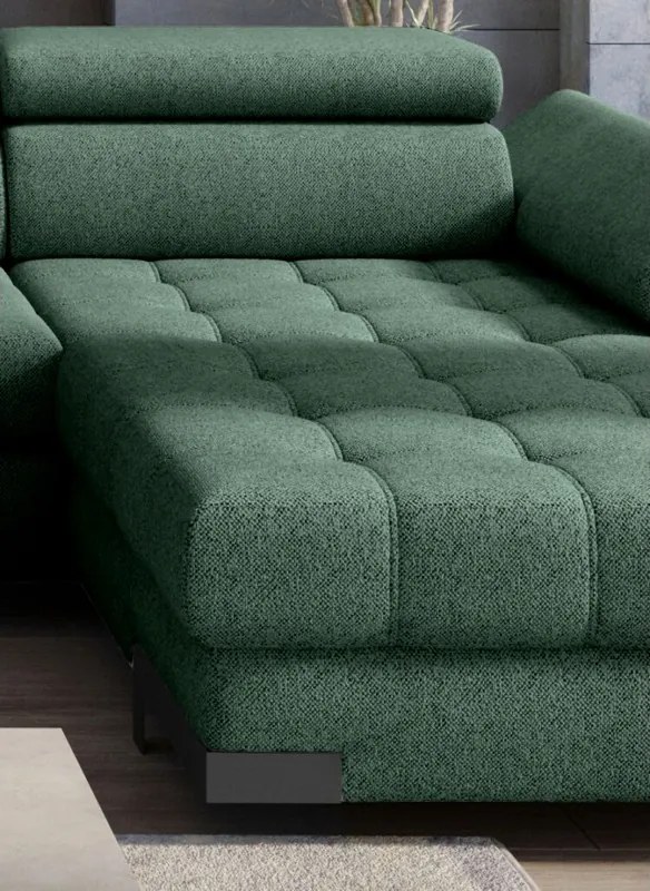 Narożnik SELVA XL Lewostronny z funkcją spania i pojemnikiem MEMPHIS 12 OLIWKOWY WERSAL