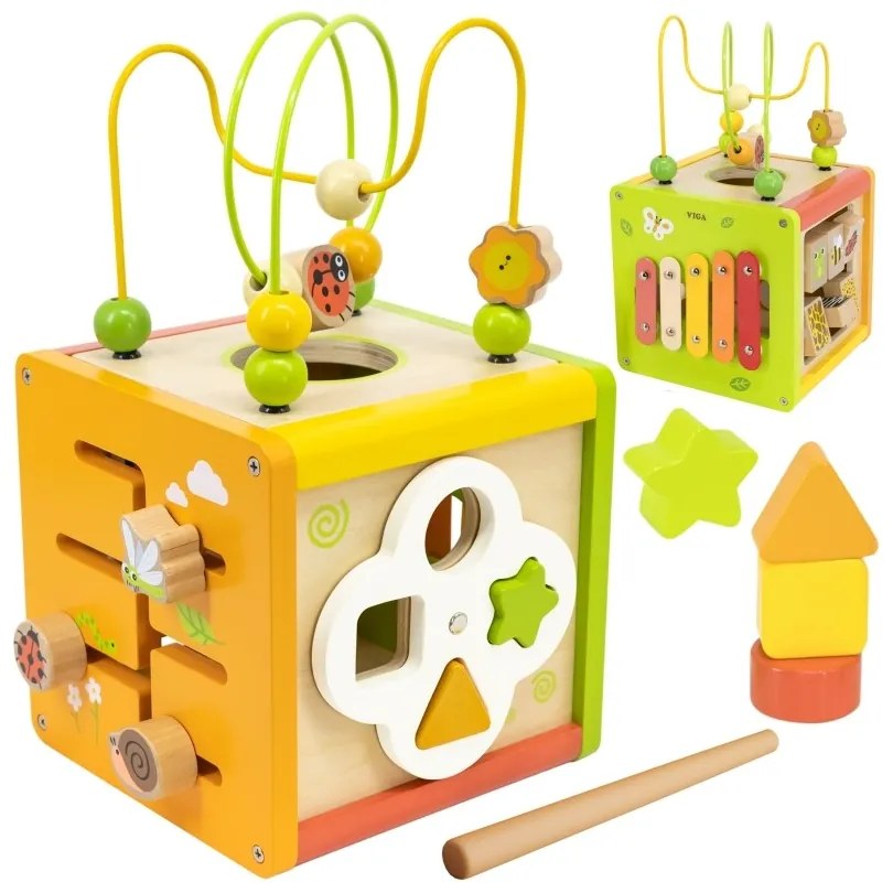 Viga drewniana kostka edukacyjna 5w1
