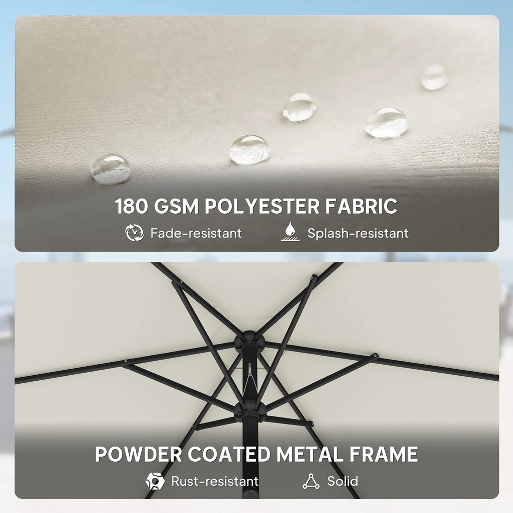 Outsunny Parasol ogrodowy 270 cm regulowany z korbką UV 50+ beżowy | Aosom PL