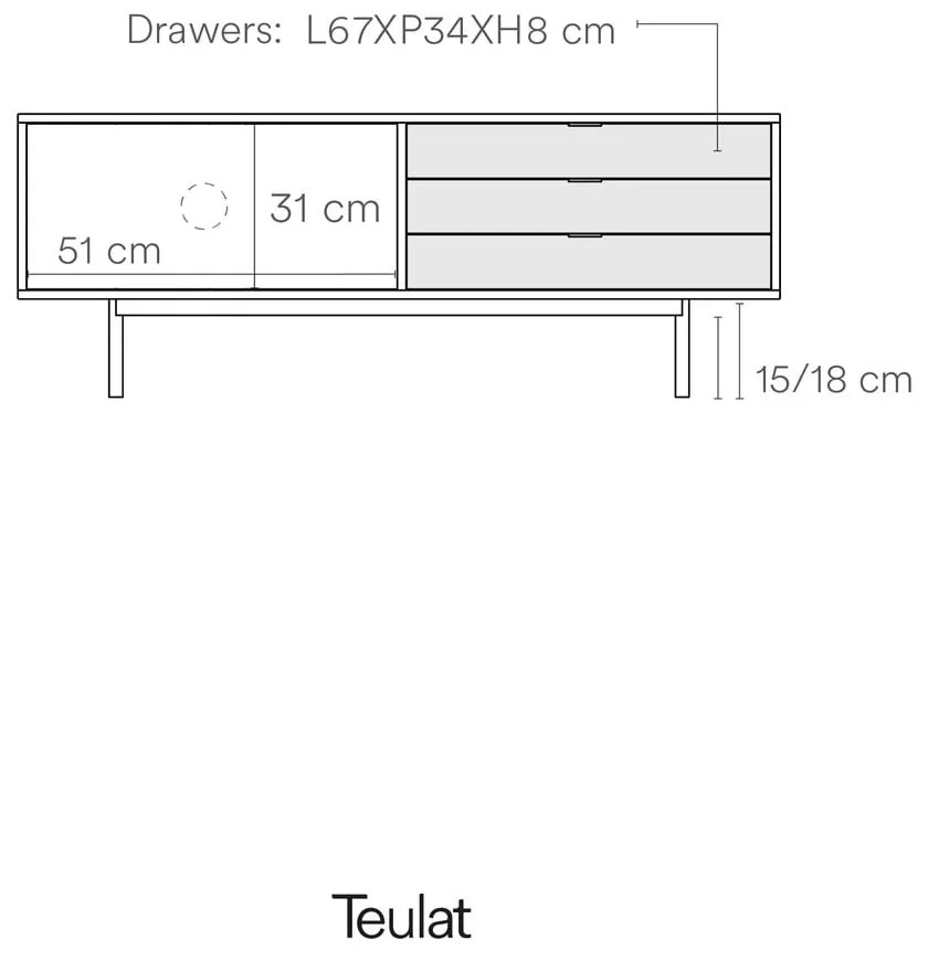 Biało-naturalna szafka pod TV w dekorze dębu 140x52 cm Sierra – Teulat