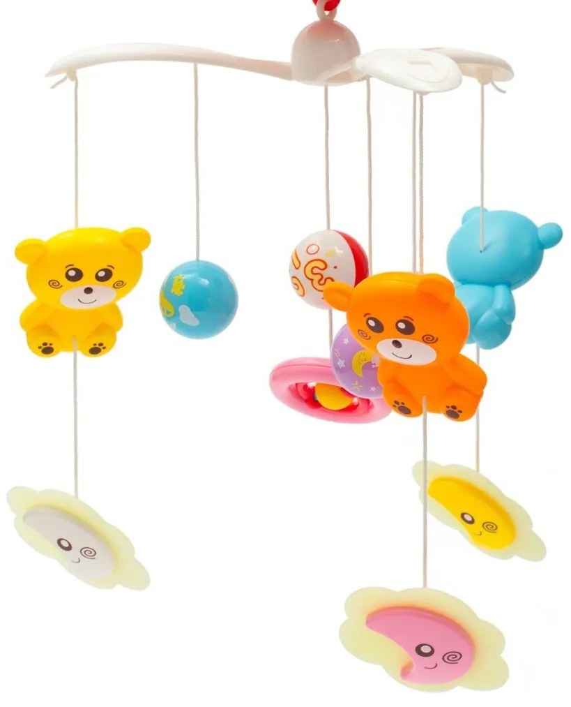 Karuzela Baby Mix nad łóżeczko z projektorem świetlnym, czerwona