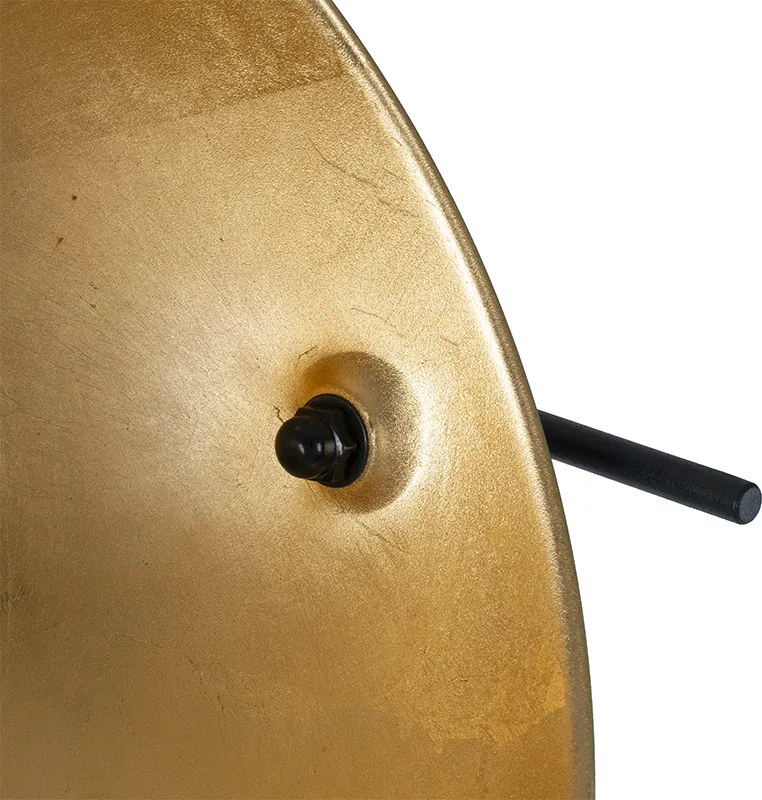 Lampa podłogowa czarna ze złotym wykończeniem 35 cm z regulacją - Magnax