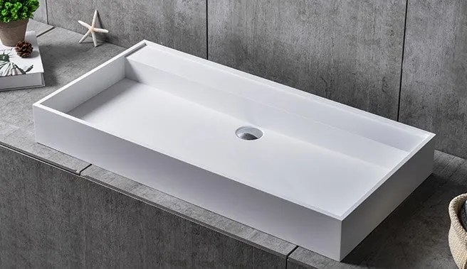 Umywalka ścienna TWG12Odlew mineralny - Biały mat - 90 x 45 x 11 cm