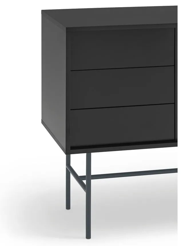 Czarno-antracytowa niska komoda z drzwiami przesuwnymi 140x91 cm Nube – Teulat