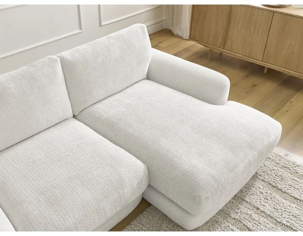 Biały narożnik z tkaniny szenilowej (prawostronny/z szezlongiem) Leonore – Bobochic Paris