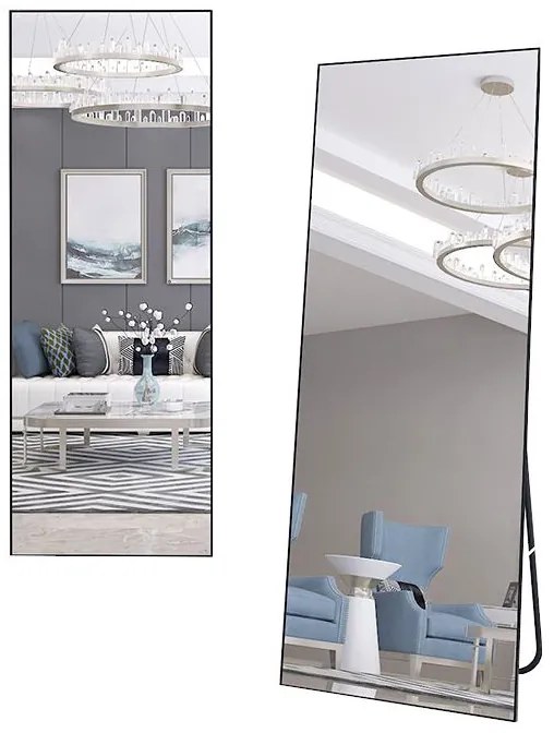 Wolnostojące lustro podłogowe ścienne czarne M-42 pełnowymiarowe 165x50 do przedpokoju salonu