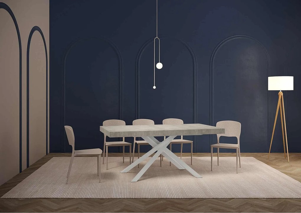 Stół rozkładany 160/264x90 cm Karida cementu nogi białe