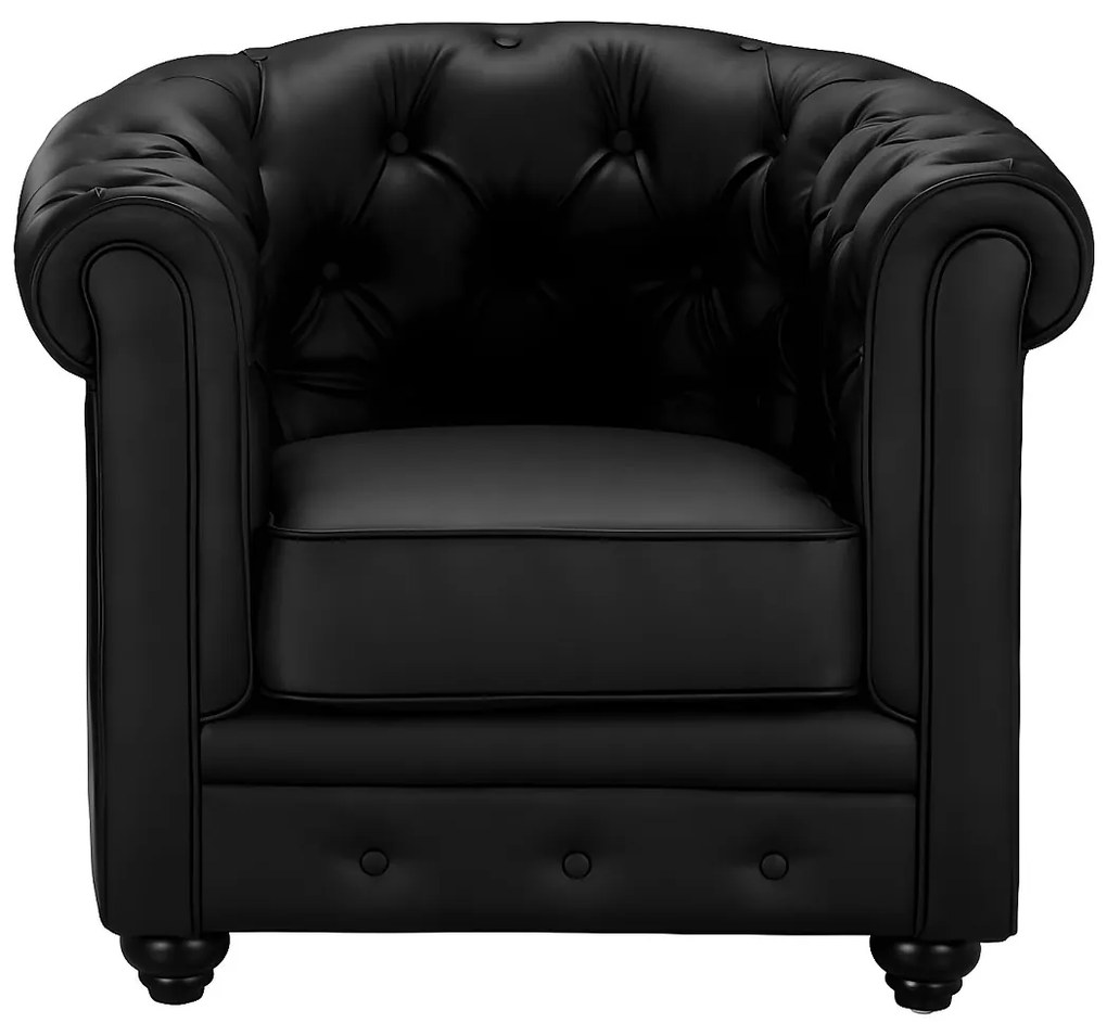 Fotel z ekoskóry CHESTERFIELD - Czarny